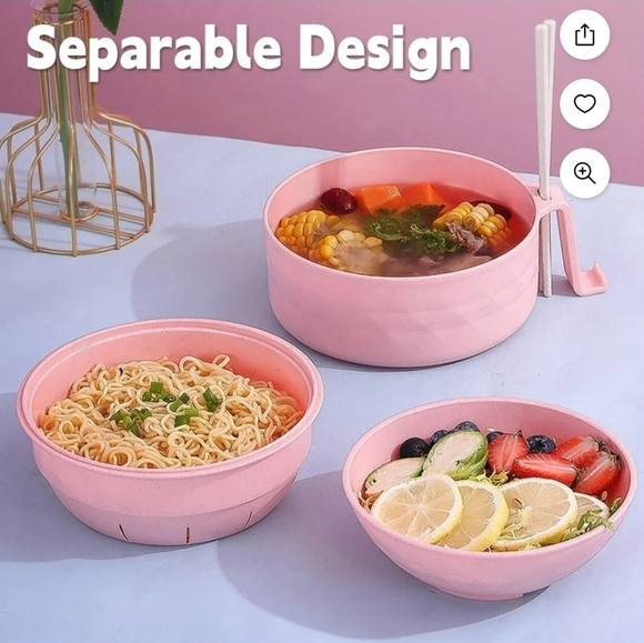 Pink Ramen Bowl Set with Utensils - Picture 7 of 12